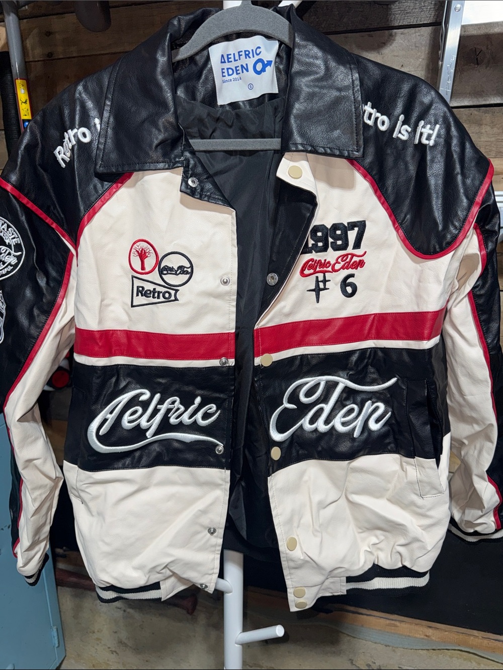 Aelfric Eden Retro Racing Colorblock Jacket - Black/White/Red Small